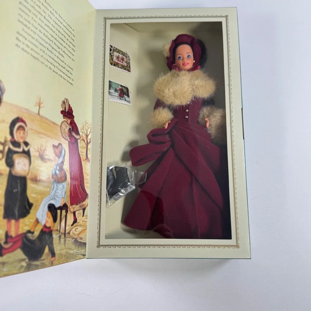 Victorian Elegance Barbie Hallmark Special Edition 1994 Burgundy Skating Doll